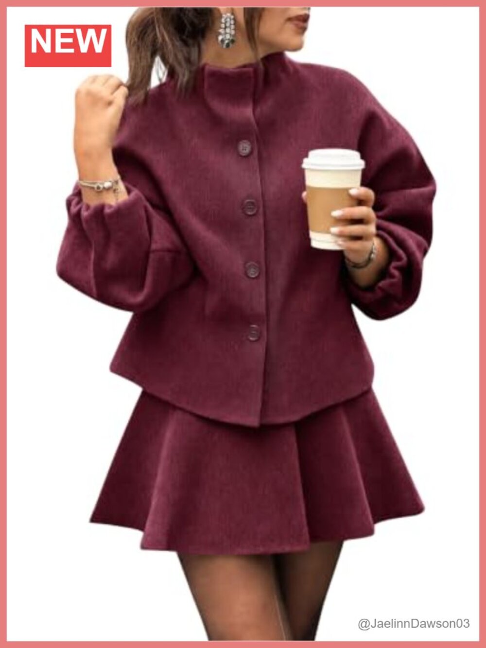 Sweater Skirt Set 2 Piece Knit Ruffle Top A-Line Skirt Outfit